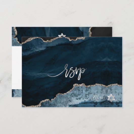 PixDezines RSVP Waterverf Agate Bar Mitzvah ✡ (Voorkant / Achterkant)