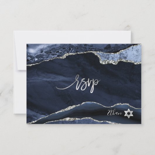 PixDezines RSVP Waterverf Agate Bar Mitzvah ✡ (Voorkant)