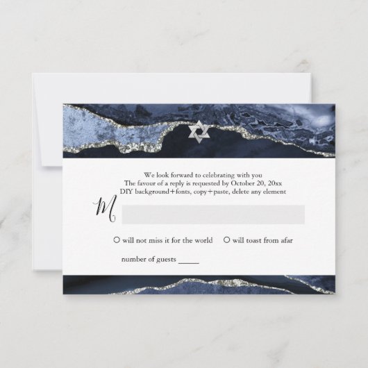 PixDezines RSVP Waterverf Agate Bar Mitzvah ✡ (Achterkant)