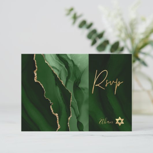 PixDezines RSVP Waterverf Agate Bar Mitzvah ✡ (Staand voorkant)