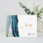 PixDezines RSVP Waterverf Agate Bar Mitzvah ✡ (Staand voorkant)