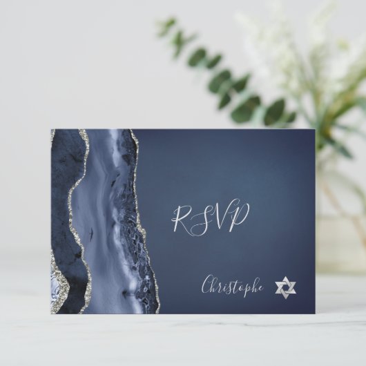 PixDezines RSVP Waterverf Agate Bar Mitzvah ✡ (Staand voorkant)