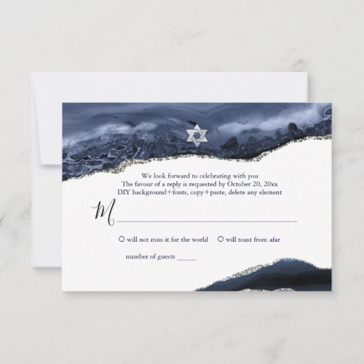 PixDezines RSVP Waterverf Agate Bar Mitzvah ✡ (Achterkant)