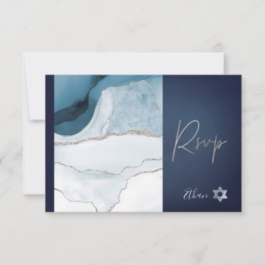 PixDezines RSVP Waterverf Agate Bar Mitzvah ✡ (Voorkant)