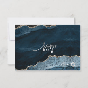 PixDezines RSVP Waterverf Agate Bar Mitzvah ✡ Kaartje