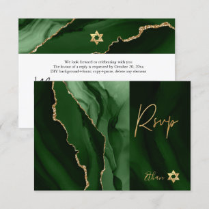 PixDezines RSVP Waterverf Agate Bar Mitzvah ✡ Kaartje