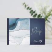 PixDezines RSVP Waterverf Agate Bar Mitzvah ✡ Kaartje (Staand voorkant)