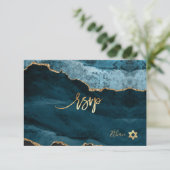 PixDezines RSVP Waterverf Blauwgroen Agate Bar Mit Kaartje (Staand voorkant)