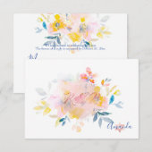 PixDezines RSVP Waterverf Bloemen Bat Mitzvah ✡ Kaartje (Voorkant / Achterkant)