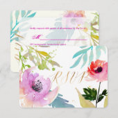 PixDezines RSVP Waterverf Bloemen/Roze (Voorkant / Achterkant)