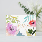 PixDezines RSVP Waterverf Bloemen/Roze (Staand voorkant)