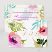 PixDezines RSVP Waterverf Bloemen/Roze (Voorkant / Achterkant)