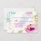 PixDezines RSVP Waterverf Bloemen/Roze Kaartje (Achterkant)
