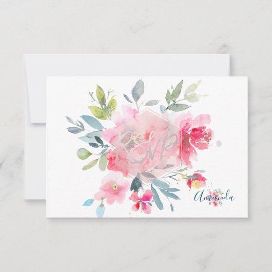 PixDezines RSVP Waterverf Flowers Bat Mitzvah ✡ (Voorkant)