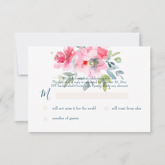PixDezines RSVP Waterverf Flowers Bat Mitzvah ✡ (Achterkant)