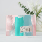PixDezines RSVP Waterverf Kleur Blok Blauw + Blush (Staand voorkant)