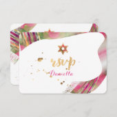 PixDezines RSVP Waterverf Talit Bat Mitzvah Kaart (Voorkant / Achterkant)