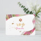 PixDezines RSVP Waterverf Talit Bat Mitzvah Kaart (Staand voorkant)