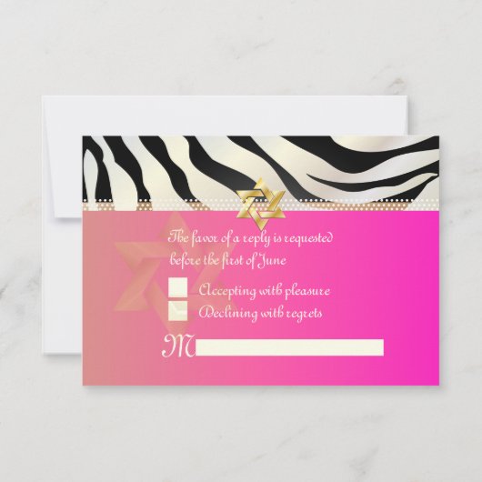 PixDezines rsvp Zebra, BBT Mitzvah/DIY kleur zwart (Achterkant)