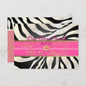 PixDezines rsvp Zebra, BBT Mitzvah/DIY kleur zwart (Voorkant / Achterkant)