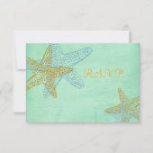 PixDezines rsvp, zeester, munt groen RSVP Kaartje (Voorkant)