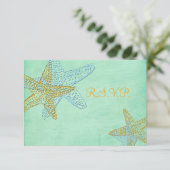 PixDezines rsvp, zeester, munt groen RSVP Kaartje (Staand voorkant)