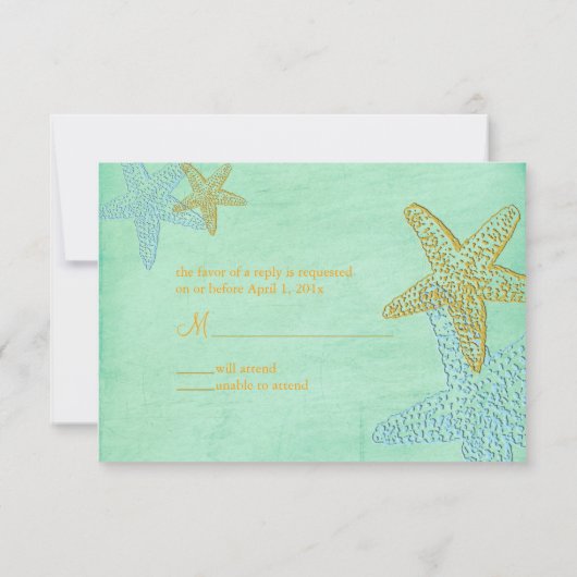 PixDezines rsvp, zeester, munt groen RSVP Kaartje (Achterkant)