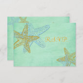 PixDezines rsvp, zeester, munt groen RSVP Kaartje (Voorkant / Achterkant)