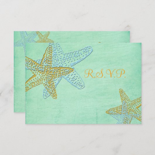 PixDezines rsvp, zeester, munt groen RSVP Kaartje (Voorkant / Achterkant)