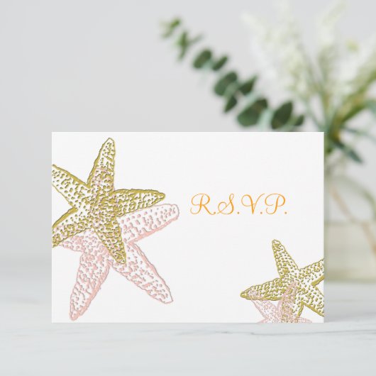 PixDezines rsvp, zeester voor 5 x 7 RSVP Kaartje (Staand voorkant)