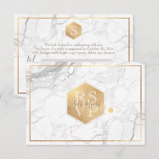 PixDezines RSVP Zoete Honingraat Faux Gold (Voorkant / Achterkant)