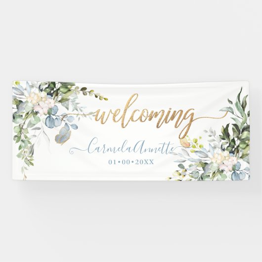 PixDezines Rustic Blauwe Eucalyptus Spandoek (Horizontaal)