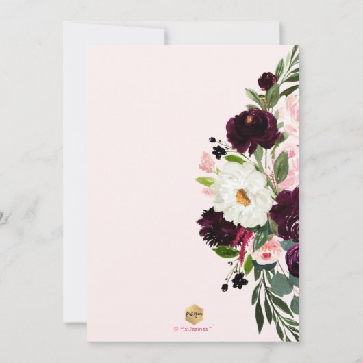 PixDezines Rustic Bloom, Bridal Brunch Navy Blush Kaart (Achterkant)