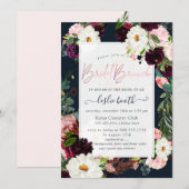 PixDezines Rustic Bloom, Bridal Brunch Navy Blush Kaart (Voorkant / Achterkant)