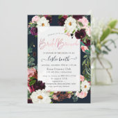 PixDezines Rustic Bloom, Bruidsbrunch Navy Blush Kaart (Staand voorkant)