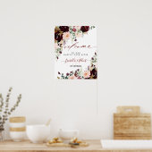 PixDezines Rustic Blush Burgundy Flowers Welkom Poster (Keuken)