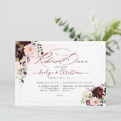 PixDezines Rustic Blush Burgundy H2 Flowers Kaart (Staand voorkant)