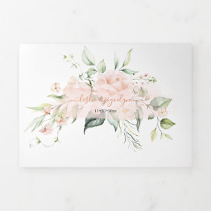 PixDezines Rustic Blush Rozen+SweetPeas Drieluik Uitnodiging