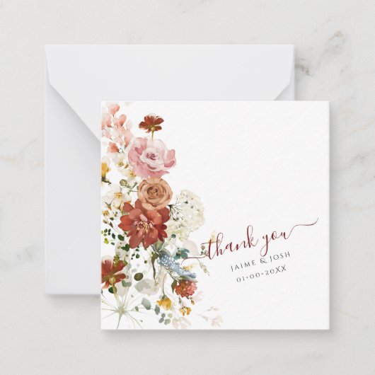 PixDezines Rustic Boho Herfst Garden Flowers Notitiekaartje (Voorkant)