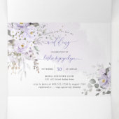 PixDezines Rustic Dusty Paarse Rozen Eucalyptus Drieluik Uitnodiging (Binnenkant midden)