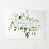 PixDezines Rustic Eucalyptus Alabaster Rozen Tri-F Drieluik Uitnodiging (Cover)