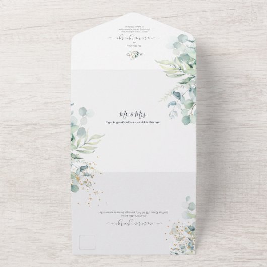 PixDezines Rustic Eucalyptus DIY Background All In One Uitnodiging (Buitenkant)