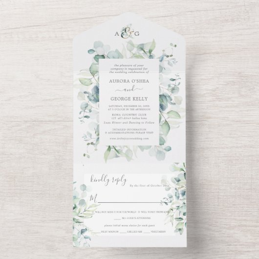 PixDezines Rustic Eucalyptus DIY Background All In One Uitnodiging (Binnen)