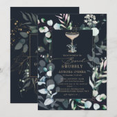 PixDezines Rustic Eucalyptus Navy Bruncy Bubble Kaart (Voorkant / Achterkant)