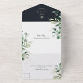 PixDezines Rustic Eucalyptus Navy n Gold all in All In One Uitnodiging (Buitenkant)