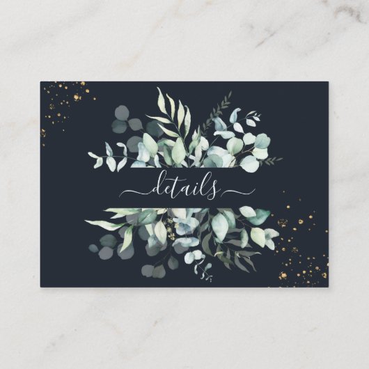 PixDezines Rustic Eucalyptus Navy n Gold Details Informatiekaartje (Achterkant)