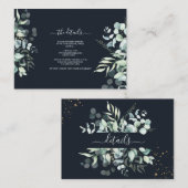 PixDezines Rustic Eucalyptus Navy n Gold Details Informatiekaartje (Voorkant / Achterkant)