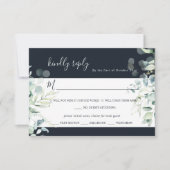 PixDezines Rustic Eucalyptus Navy n Gold RSVP Kaart (Voorkant)