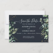 PixDezines Rustic Eucalyptus Navy n Gold Save The Date (Achterkant)