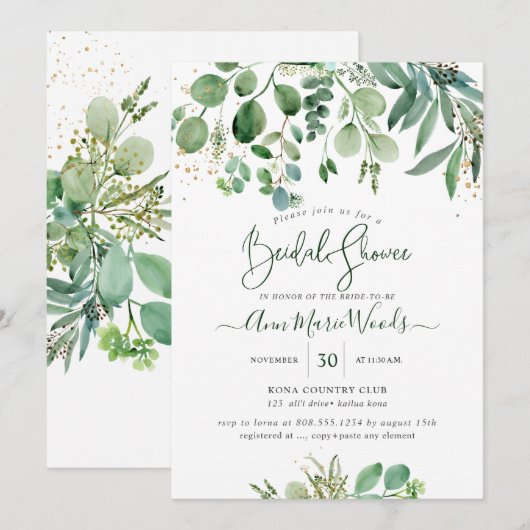 PixDezines Rustic Eucalyptus Vrijgezellenfeest Kaart (Voorkant / Achterkant)